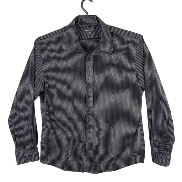Mens Express Black & White Striped Shirt Button Up Long Sleeve Cotton Size XL - Picture 1 of 8